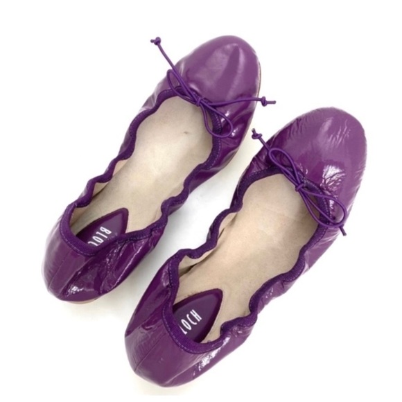 BLOCH Patent Leather Round Toe Travel Ballet Flats in Purple Size 37.5 - Picture 4 of 10